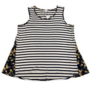 Westport Dress Barn Pineapple Striped High Low Tank Top NEW Size XL